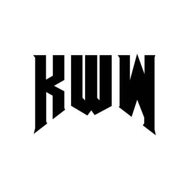 Teknoloji şirketi için KWW harf logosu tasarımı. KWW logo tasarımı siyah ve beyaz renk kombinasyonu. KWW logosu, KWW vektörü, KWW tasarımı, KWW simgesi, KWW alfabesi. KWW tipografi logo tasarımı