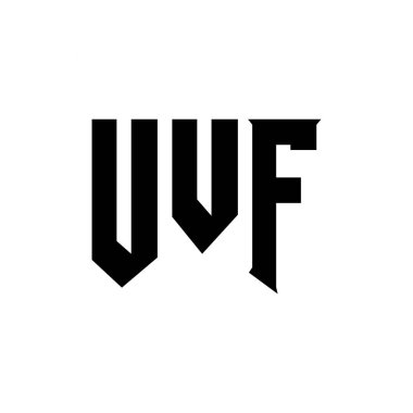 Teknoloji şirketi için UVF mektup logosu tasarımı. UVF logo tasarımı siyah ve beyaz renk kombinasyonu. UVF logosu, UVF vektörü, UVF tasarımı, UVF simgesi, UVF alfabesi. UVF tipografi logosu tasarımı