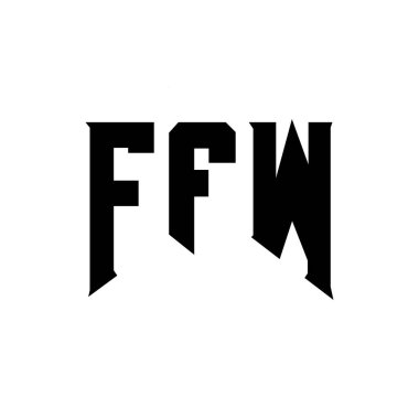 Teknoloji şirketi için FFW harf logosu tasarımı. FFW logo tasarımı siyah ve beyaz renk kombinasyonu. FFW logosu, FFW vektörü, FFW tasarımı, FFW simgesi, FFW alfabesi. FFW tipografi logosu tasarımı