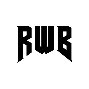 Teknoloji şirketi için RWB harf logosu tasarımı. RWB logo tasarımı siyah-beyaz renk kombinasyonu. RWB logosu, RWB vektörü, RWB tasarımı, RWB simgesi, RWB alfabesi. RWB tipografi logosu tasarımı