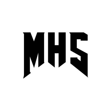 MHS letter logo design for technology company. MHS logo design black and white color combination. MHS logo, MHS vector, MHS design, MHS icon, MHS alphabet. MHS typography logo design clipart