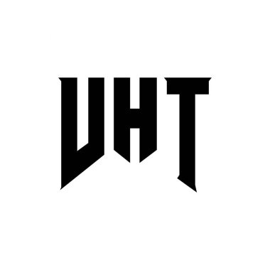 Teknoloji şirketi için VHT harf logosu tasarımı. VHT logo tasarımı siyah beyaz renk kombinasyonu. VHT logosu, VHT vektörü, VHT tasarımı, VHT simgesi, VHT alfabesi. VHT tipografi logosu tasarımı