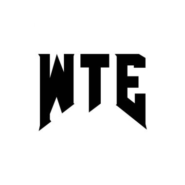 Teknoloji şirketi için WTE mektup logosu tasarımı. WTE logo tasarımı siyah ve beyaz renk kombinasyonu. WTE logosu, WTE vektörü, WTE tasarımı, WTE simgesi, WTE alfabesi. WTE tipografi logosu tasarımı