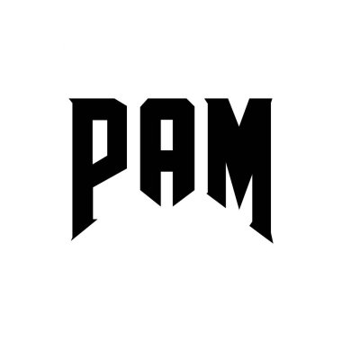 Teknoloji şirketi için Pam mektup logosu tasarımı. Pam logosu siyah-beyaz renk kombinasyonu tasarladı. Pam logosu, Pam vektörü, Pam tasarımı, Pam simgesi, Pam alfabesi. Pam tipografi logosu tasarımı