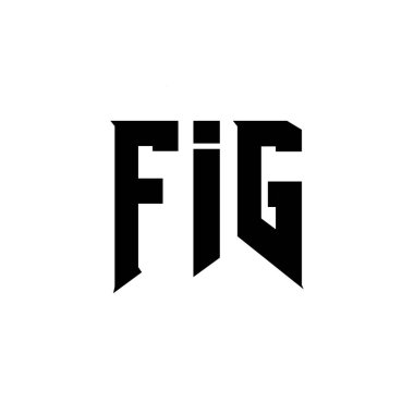 Teknoloji şirketi için FIG harf logosu tasarımı. FIG logo tasarımı siyah ve beyaz renk kombinasyonu. FIG logosu, FIG vektörü, FIG tasarımı, FIG simgesi, FIG alfabesi. FIG tipografi logo tasarımı