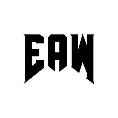 Teknoloji şirketi için EAW harf logosu tasarımı. EAW logo tasarımı siyah ve beyaz renk kombinasyonu. EAW logosu, EAW vektörü, EAW tasarımı, EAW simgesi, EAW alfabesi. EAW tipografi logosu tasarımı