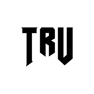 Teknoloji şirketi için TRU mektup logosu tasarımı. TRU logo tasarımı siyah-beyaz renk kombinasyonu. TRU logosu, TRU vektörü, TRU tasarımı, TRU simgesi, TRU alfabesi. TRU tipografi logosu tasarımı