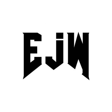 Teknoloji şirketi için EJW mektup logosu tasarımı. EJW logo tasarımı siyah ve beyaz renk kombinasyonu. EJW logosu, EJW vektörü, EJW tasarımı, EJW simgesi, EJW alfabesi. EJW tipografi logosu tasarımı