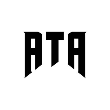 Teknoloji şirketi için ATA mektup logosu tasarımı. ATA logo tasarımı siyah-beyaz renk kombinasyonu. ATA logosu, ATA vektörü, ATA tasarımı, ATA simgesi, ATA alfabesi. ATA tipografi logosu tasarımı.
