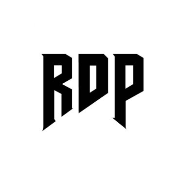 RDP letter logo design for technology company. RDP logo design black and white color combination. RDP logo, RDP vector, RDP design, RDP icon, RDP alphabet. RDP typography logo design clipart