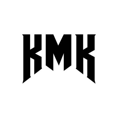 Teknoloji şirketi için KMK mektup logosu tasarımı. KMK logo tasarımı siyah ve beyaz renk kombinasyonu. KMK logosu, KMK vektörü, KMK tasarımı, KMK simgesi, KMK alfabesi. KMK tipografi logo tasarımı