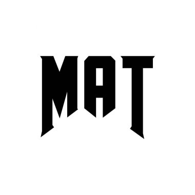 Teknoloji şirketi için MAT harf logosu tasarımı. MAT logosu siyah ve beyaz renk kombinasyonu tasarladı. MAT logosu, MAT vektörü, MAT tasarımı, MAT simgesi, MAT alfabesi. MAT tipografi logosu tasarımı