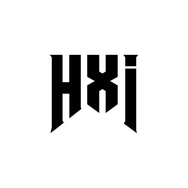 Teknoloji şirketi için HXI harf logosu tasarımı. HXI logo tasarımı siyah ve beyaz renk kombinasyonu. HXI logosu, HXI vektörü, HXI tasarımı, HXI simgesi, HXI alfabesi. HXI tipografi logosu tasarımı