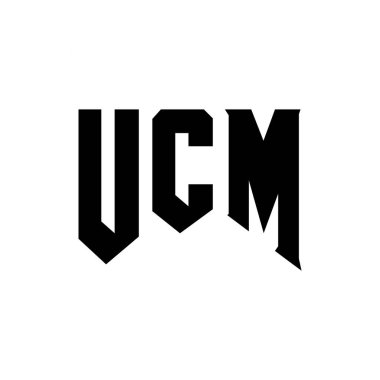 UCM letter logo design for technology company. UCM logo design black and white color combination. UCM logo, UCM vector, UCM design, UCM icon, UCM alphabet. UCM typography logo design clipart