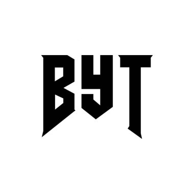 Teknoloji şirketi için BYT mektup logosu tasarımı. BYT logo tasarımı siyah ve beyaz renk kombinasyonu. BYT logosu, BYT vektörü, BYT tasarımı, BYT simgesi, BYT alfabesi. BYT tipografi logosu tasarımı.