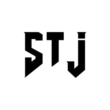 STJ teknoloji şirketi için mektup logosu tasarımı. STJ logo tasarımı siyah ve beyaz renk kombinasyonu. STJ logosu, STJ vektörü, STJ tasarımı, STJ simgesi, STJ alfabesi. STJ tipografi logosu tasarımı