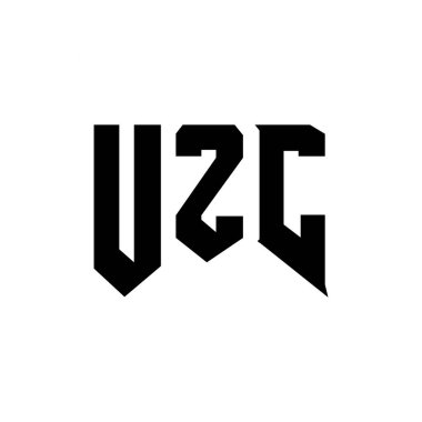 Teknoloji şirketi için UZC harf logosu tasarımı. UZC logo tasarımı siyah ve beyaz renk kombinasyonu. UZC logosu, UZC vektörü, UZC tasarımı, UZC simgesi, UZC alfabesi. UZC tipografi logosu tasarımı