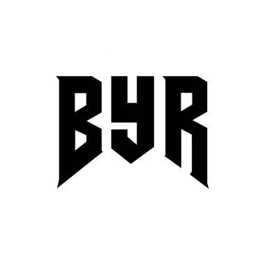 BYR letter logo design for technology company. BYR logo design black and white color combination. BYR logo, BYR vector, BYR design, BYR icon, BYR alphabet. BYR typography logo design. clipart