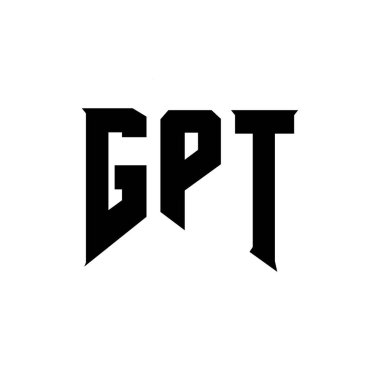 Teknoloji şirketi için GPT harf logosu tasarımı. GPT logo tasarımı siyah ve beyaz renk kombinasyonu. GPT logosu, GPT vektörü, GPT tasarımı, GPT simgesi, GPT alfabesi. GPT tipografi logo tasarımı