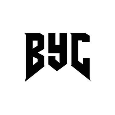 Teknoloji şirketi için BYC mektup logosu tasarımı. BYC logo tasarımı siyah ve beyaz renk kombinasyonu. BYC logosu, BYC vektörü, BYC tasarımı, BYC simgesi, BYC alfabesi. BYC tipografi logosu tasarımı.