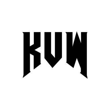 Teknoloji şirketi için KVW harf logosu tasarımı. KVW logo tasarımı siyah ve beyaz renk kombinasyonu. KVW logosu, KVW vektörü, KVW tasarımı, KVW simgesi, KVW alfabesi. KVW tipografi logosu tasarımı