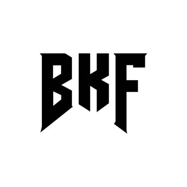 BKF letter logo design for technology company. BKF logo design black and white color combination. BKF logo, BKF vector, BKF design, BKF icon, BKF alphabet. BKF typography logo design. clipart