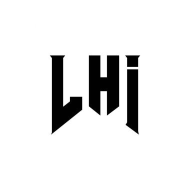 LHI letter logo design for technology company. LHI logo design black and white color combination. LHI logo, LHI vector, LHI design, LHI icon, LHI alphabet. LHI typography logo design clipart