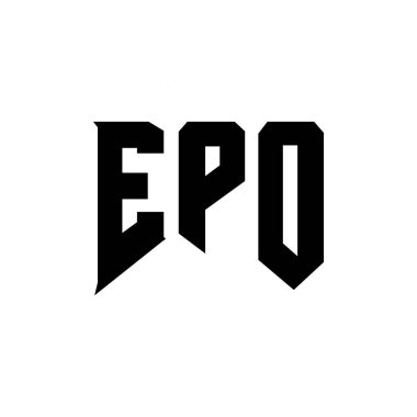 Teknoloji şirketi için EPO mektup logosu tasarımı. EPO logo tasarımı siyah ve beyaz renk kombinasyonu. EPO logosu, EPO vektörü, EPO tasarımı, EPO simgesi, EPO alfabesi. EPO tipografi logosu tasarımı