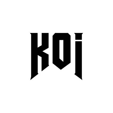 Teknoloji şirketi için KOI harf logosu tasarımı. KOI logo tasarımı siyah ve beyaz renk kombinasyonu. KOI logosu, KOI vektörü, KOI tasarımı, KOI simgesi, KOI alfabesi. KOI tipografi logosu tasarımı