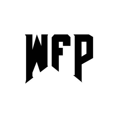 WFP letter logo design for technology company. WFP logo design black and white color combination. WFP logo, WFP vector, WFP design, WFP icon, WFP alphabet. WFP typography logo design clipart