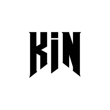 Teknoloji şirketi için KIN mektup logosu tasarımı. KIN logo tasarımı siyah ve beyaz renk kombinasyonu. KIN logosu, KIN vektörü, KIN tasarımı, KIN simgesi, KIN alfabesi. KIN tipografi logosu tasarımı
