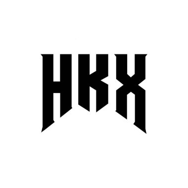 Teknoloji şirketi için HKX harf logosu tasarımı. HKX logo tasarımı siyah ve beyaz renk kombinasyonu. HKX logosu, HKX vektörü, HKX tasarımı, HKX simgesi, HKX alfabesi. HKX tipografi logosu tasarımı