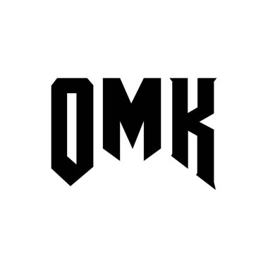 Teknoloji şirketi için OMK mektup logosu tasarımı. OMK logo tasarımı siyah ve beyaz renk kombinasyonu. OMK logosu, OMK vektörü, OMK tasarımı, OMK simgesi, OMK alfabesi. OMK tipografi logosu tasarımı
