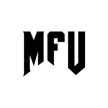 Teknoloji şirketi için MFU mektup logosu tasarımı. MFU logo tasarımı siyah-beyaz renk kombinasyonu. MFU logosu, MFU vektörü, MFU tasarımı, MFU simgesi, MFU alfabesi. MFU tipografi logosu tasarımı