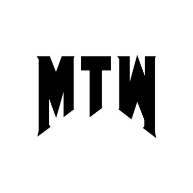 Teknoloji şirketi için MTW harf logosu tasarımı. MTW logo tasarımı siyah ve beyaz renk kombinasyonu. MTW logosu, MTW vektörü, MTW tasarımı, MTW simgesi, MTW alfabesi. MTW tipografi logosu tasarımı