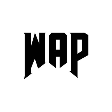 Teknoloji şirketi için WAP mektup logosu tasarımı. WAP logosu siyah ve beyaz renk kombinasyonu tasarladı. WAP logosu, WAP vektörü, WAP tasarımı, WAP simgesi, WAP alfabesi. WAP tipografi logosu tasarımı