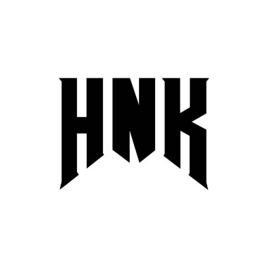 Teknoloji şirketi için HNK mektup logosu tasarımı. HNK logo tasarımı siyah ve beyaz renk kombinasyonu. HNK logosu, HNK vektörü, HNK tasarımı, HNK simgesi, HNK alfabesi. HNK tipografi logosu tasarımı