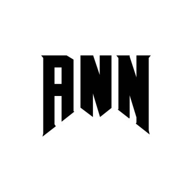 Teknoloji şirketi için ANN harf logosu tasarımı. ANN logo tasarımı siyah ve beyaz renk kombinasyonu. ANN logosu, ANN vektörü, ANN tasarımı, ANN simgesi, ANN alfabesi. ANN tipografi logosu tasarımı.