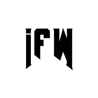 Teknoloji şirketi için IFW harf logosu tasarımı. IFW logo tasarımı siyah ve beyaz renk kombinasyonu. IFW logosu, IFW vektörü, IFW tasarımı, IFW simgesi, IFW alfabesi. IFW tipografi logosu tasarımı