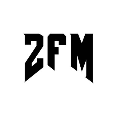 Teknoloji şirketi için ZFM mektup logosu tasarımı. ZFM logosu siyah ve beyaz renk kombinasyonu tasarladı. ZFM logosu, ZFM vektörü, ZFM tasarımı, ZFM simgesi, ZFM alfabesi. ZFM tipografi logosu tasarımı