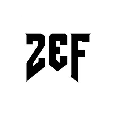 ZEF letter logo design for technology company. ZEF logo design black and white color combination. ZEF logo, ZEF vector, ZEF design, ZEF icon, ZEF alphabet. ZEF typography logo design clipart