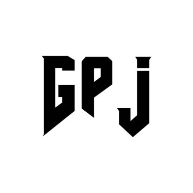 Teknoloji şirketi için GPJ harf logosu tasarımı. GPJ logo tasarımı siyah ve beyaz renk kombinasyonu. GPJ logosu, GPJ vektörü, GPJ tasarımı, GPJ simgesi, GPJ alfabesi. GPJ tipografi logo tasarımı