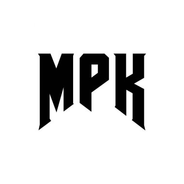 Teknoloji şirketi için MPK mektup logosu tasarımı. MPK logo tasarımı siyah ve beyaz renk kombinasyonu. MPK logosu, MPK vektörü, MPK tasarımı, MPK simgesi, MPK alfabesi. MPK tipografi logosu tasarımı