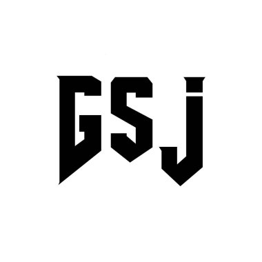 Teknoloji şirketi için GSJ harf logosu tasarımı. GSJ logo tasarımı siyah ve beyaz renk kombinasyonu. GSJ logosu, GSJ vektörü, GSJ tasarımı, GSJ simgesi, GSJ alfabesi. GSJ tipografi logo tasarımı