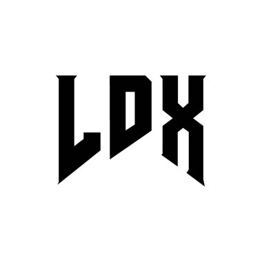 Teknoloji şirketi için LDX mektup logosu tasarımı. LDX logo tasarımı siyah ve beyaz renk kombinasyonu. LDX logosu, LDX vektörü, LDX tasarımı, LDX simgesi, LDX alfabesi. LDX tipografi logosu tasarımı