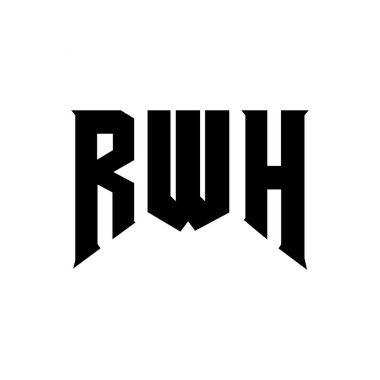 Teknoloji şirketi için RWH mektup logosu tasarımı. RWH logosu siyah ve beyaz renk kombinasyonu tasarladı. RWH logosu, RWH vektörü, RWH dizaynı, RWH simgesi, RWH alfabesi. RWH tipografi logosu tasarımı