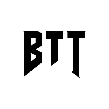 Teknoloji şirketi için BTT mektup logosu tasarımı. BTT logo tasarımı siyah ve beyaz renk kombinasyonu. BTT logosu, BTT vektörü, BTT dizaynı, BTT simgesi, BTT alfabesi. BTT tipografi logosu tasarımı.