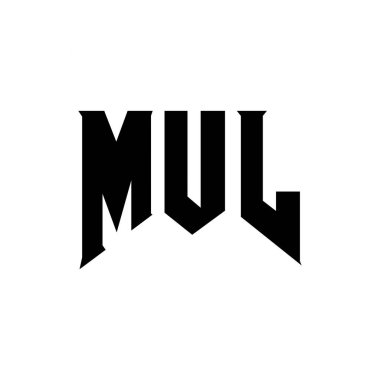 MUL letter logo design for technology company. MUL logo design black and white color combination. MUL logo, MUL vector, MUL design, MUL icon, MUL alphabet. MUL typography logo design clipart