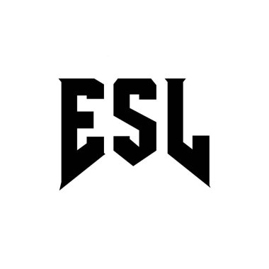 Teknoloji şirketi için ESL mektup logosu tasarımı. ESL logo tasarımı siyah ve beyaz renk kombinasyonu. ESL logosu, ESL vektörü, ESL tasarımı, ESL simgesi, ESL alfabesi. ESL tipografi logosu tasarımı