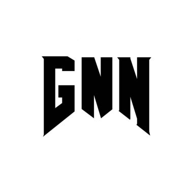 Teknoloji şirketi için GNN harf logosu tasarımı. GNN logo tasarımı siyah ve beyaz renk kombinasyonu. GNN logosu, GNN vektörü, GNN tasarımı, GNN simgesi, GNN alfabesi. GNN tipografi logosu tasarımı